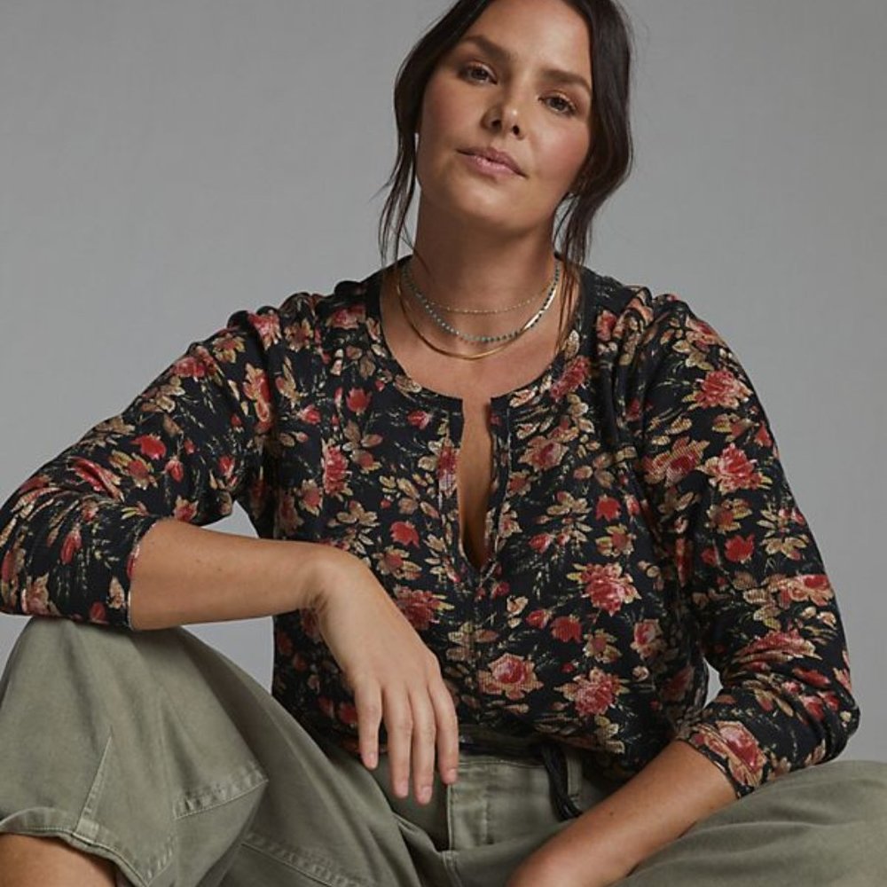 Anthropologie Pilcro Split-Neck Top PXS XSP NEW - Picture 4 of 10
